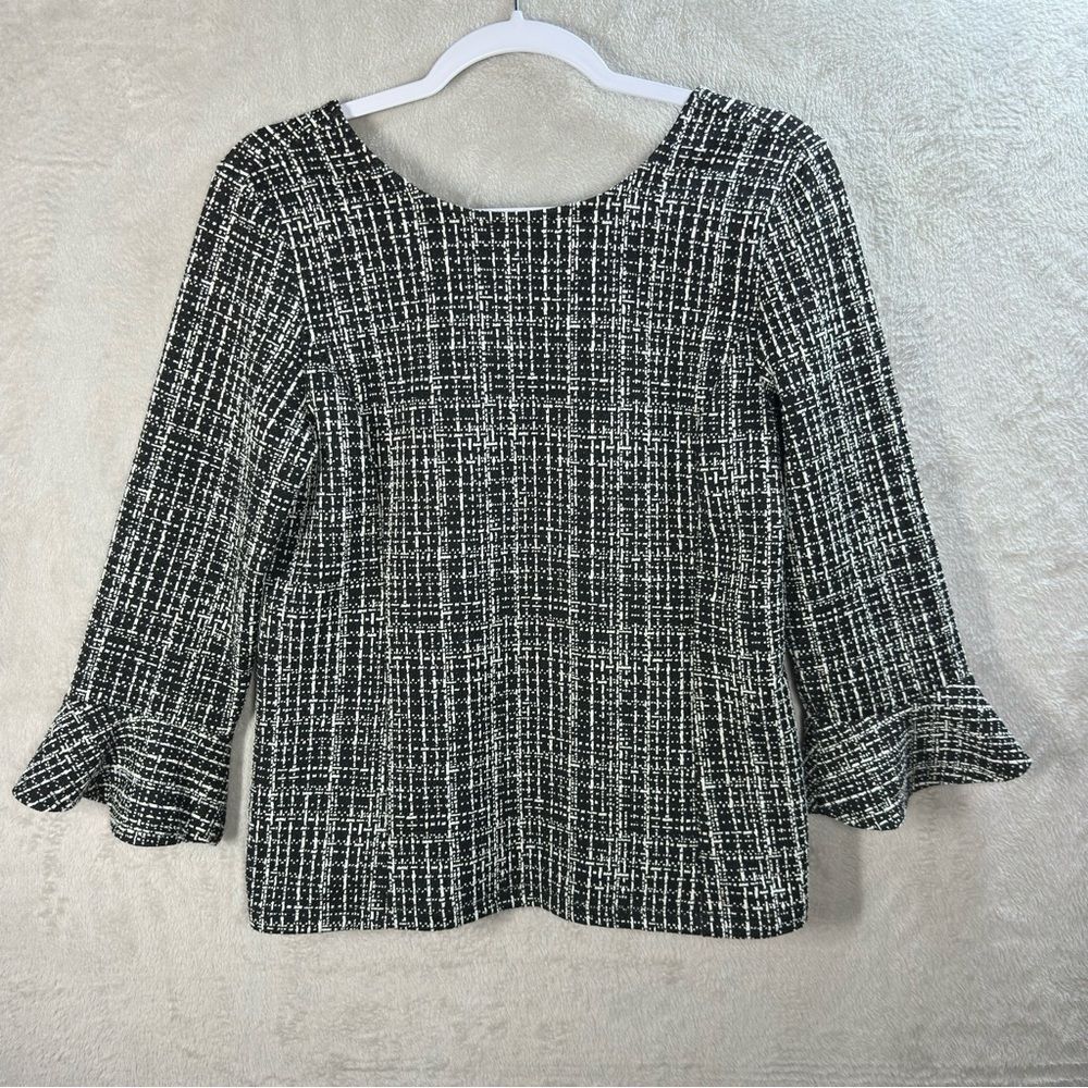 Talbots Bell Sleeve Textured Stretch Knit Blouse Top Women's Size S